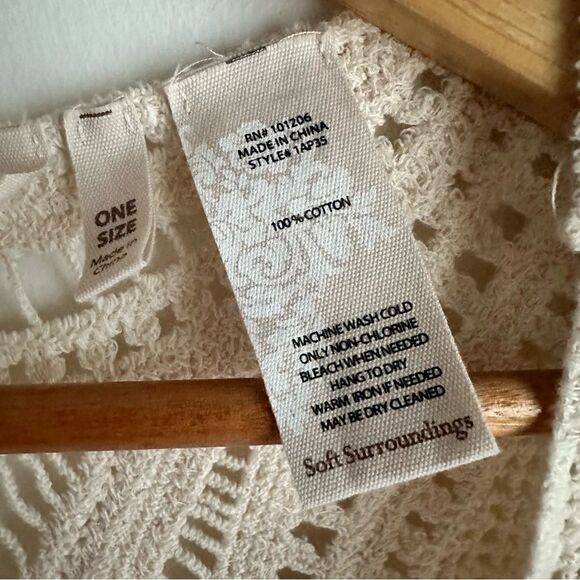 Soft Surroundings Cream Crochet Boho Open Cotton Knit Vest One Size - Picture 7 of 7